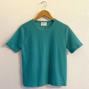 Vintage Kmart Polyester Seafoam Green Waffle Knit Tee